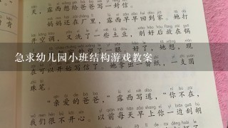 急求幼儿园小班结构游戏教案