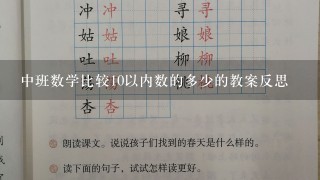 中班数学比较10以内数的多少的教案反思