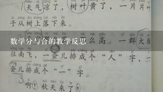 数学分与合的教学反思