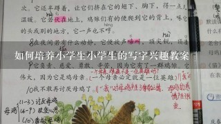 如何培养小学生小学生的写字兴趣教案