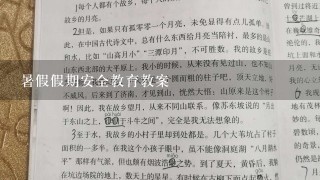 暑假假期安全教育教案