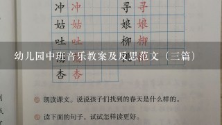 幼儿园中班音乐教案及反思范文（三篇）