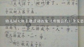 幼儿园大班主题活动教案《班级公约》含反思