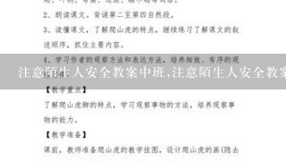 注意陌生人安全教案中班,注意陌生人安全教案,小班