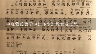 中班蒙氏数学《比多少》教案及反思