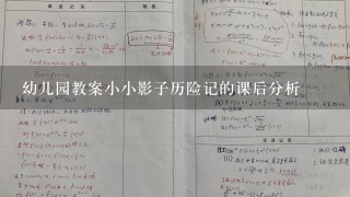 幼儿园教案小小影子历险记的课后分析