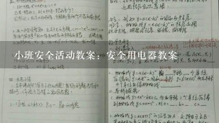 小班安全活动教案：安全用电器教案