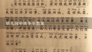 幼儿园中班冬至教案