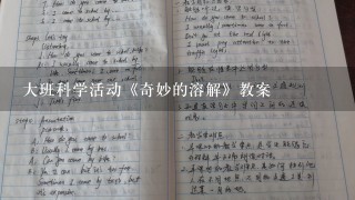 大班科学活动《奇妙的溶解》教案