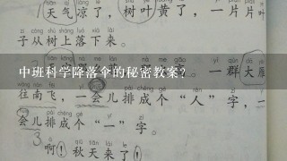 中班科学降落伞的秘密教案？