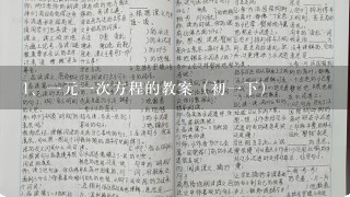 一元一次方程的教案（初一下）