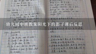 幼儿园中班教案阳光下的影子课后反思