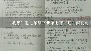 我想知道七年级下册第七课“辽，西夏与北宋的并立”