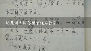 幼儿园大班冬至节优秀教案