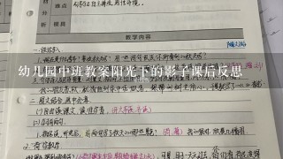 幼儿园中班教案阳光下的影子课后反思