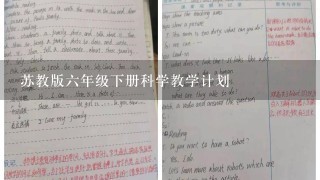 苏教版六年级下册科学教学计划