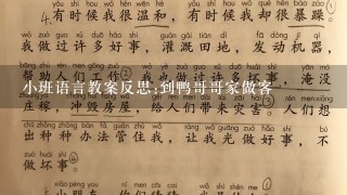 小班语言教案反思:到鸭哥哥家做客