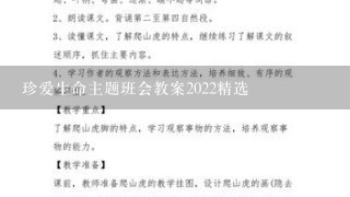 珍爱生命主题班会教案2022精选