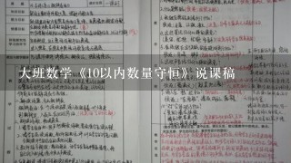 大班数学《10以内数量守恒》说课稿