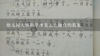 幼儿园大班科学冰是怎么融化的教案