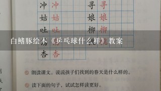 白鳍豚绘本《乒乓球什么样》教案