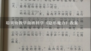 聪贝幼教学前班科学《隐形魔力》教案