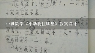 中班数学《小动物住哪里》教案设计