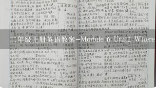 2年级上册英语教案-Module 6 Unit2 Where do you live 外研社(1起)