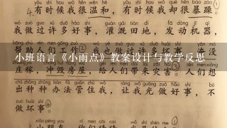 小班语言《小雨点》教案设计与教学反思