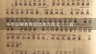 小学法制教育总结报告范文（3篇）