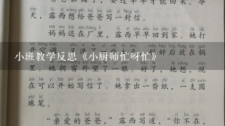 小班教学反思《小厨师忙呀忙》