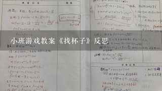 小班游戏教案《找杯子》反思