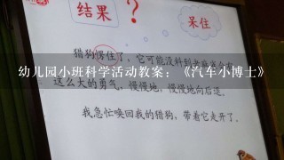 幼儿园小班科学活动教案：《汽车小博士》