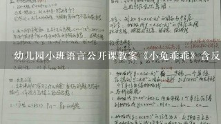 幼儿园小班语言公开课教案《小兔乖乖》含反思