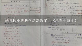 幼儿园小班科学活动教案：《汽车小博士》