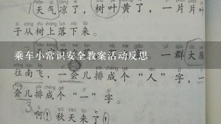 乘车小常识安全教案活动反思