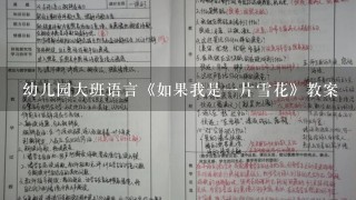 幼儿园大班语言《如果我是1片雪花》教案