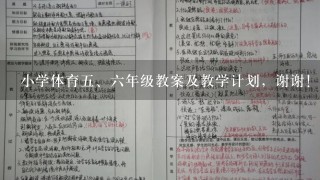 小学体育<br/>5、6年级教案及教学计划，谢谢！！！！！