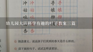 幼儿园大班科学有趣的叶子教案3篇