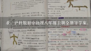 求：沪科版初中物理8年级上册全册导学案，豆丁、道客巴巴上都有，可惜我没豆。