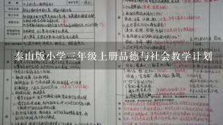 泰山版小学3年级上册品德与社会教学计划